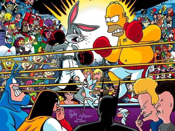 Boks meč Duka Dugouka i Homera Simpsona