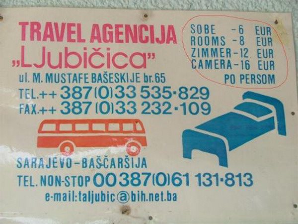 Cene soba Travel agencija LJubičica