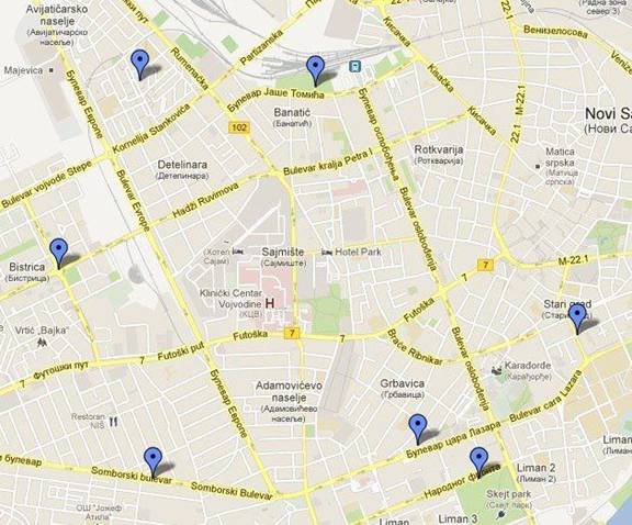 Kreozan mapa Novi Sad