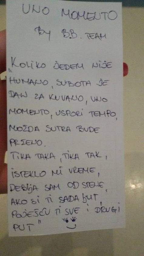 Redakcija se zahvaljuje Bojani, Iliji i Bojani na tekstu i obradi Uno momento