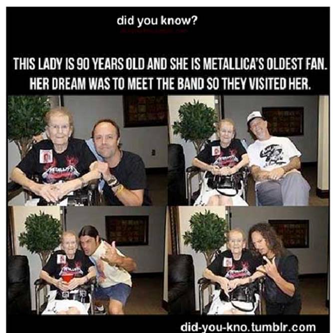 Ova bakica ima 90 godina i najstariji je fan "Metalike". Želela je da ih upozna, pa su je posetili. Baka Metalika