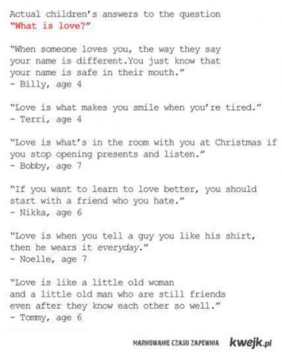 Dečji odgovori na pitanje "Šta je ljubav" Dečji odgovori