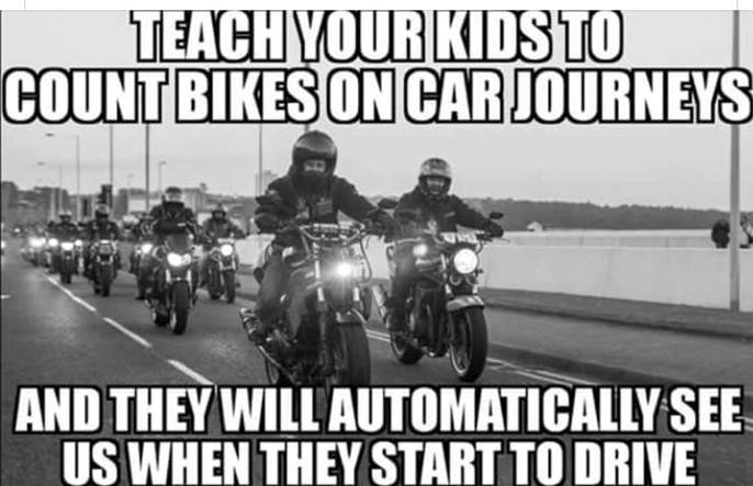 Učite decu da broje bajkere tokom putovanja. Tako će nas automatski primetiti kad počnu da voze. Bajkeri